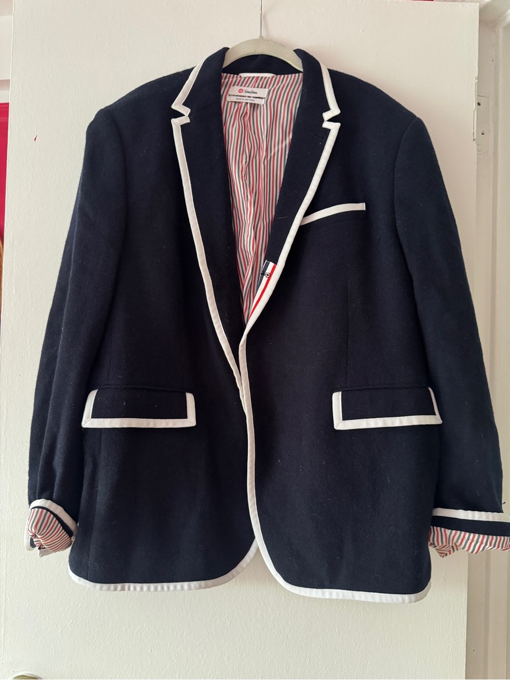 Thom Browne x Neiman Marcus Navy Blazer with White Piping